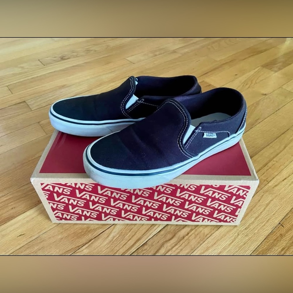 Women’s Vans Black/White Classic Slip-On Sneakers